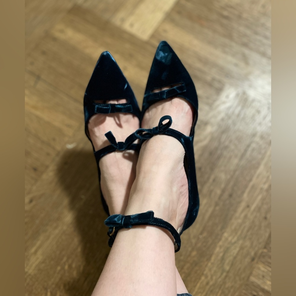 HOBBS LONDON Velvet Bow Flats Size 8/39